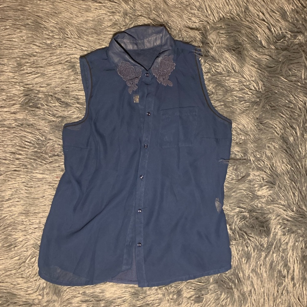 Navy Blue mesh blouse!